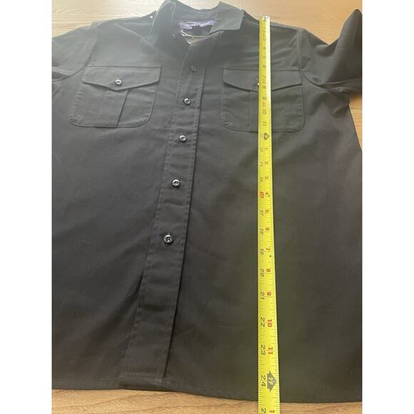 Ralph Lauren Purple Label Button Down Black Work Shirt 0 Military Cotton Collar - Picture 6 of 6